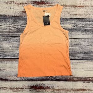 GAP Ribbed Dip Dye Tank Top XL Peach Orange Sleeveless NWT Cotton Blend